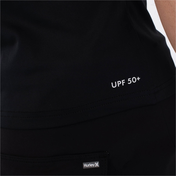 2026 Hurley Mens Slim Fit Icon Circle Short Sleeve Rash Vest MLEU00003 - Black